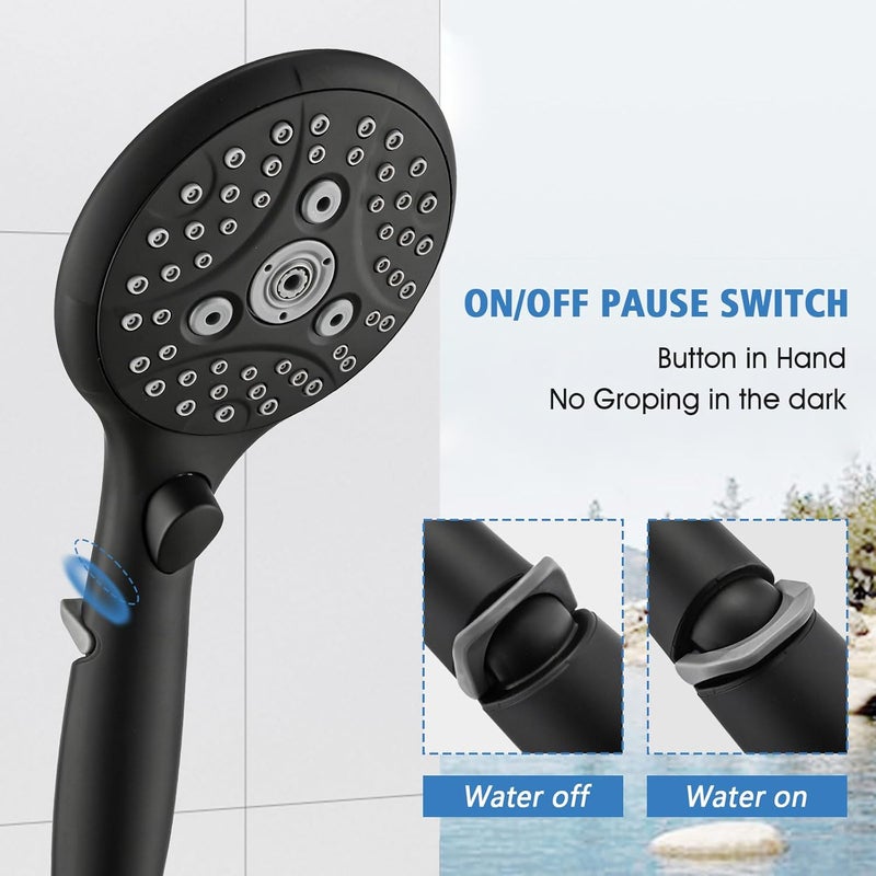 PROOX All Metal Tub Spout with Diverter Matte Black, 6 Settings Hand held Shower with ON/Off Pause Switch, Bathtub Faucet with Sprayer - Image 3